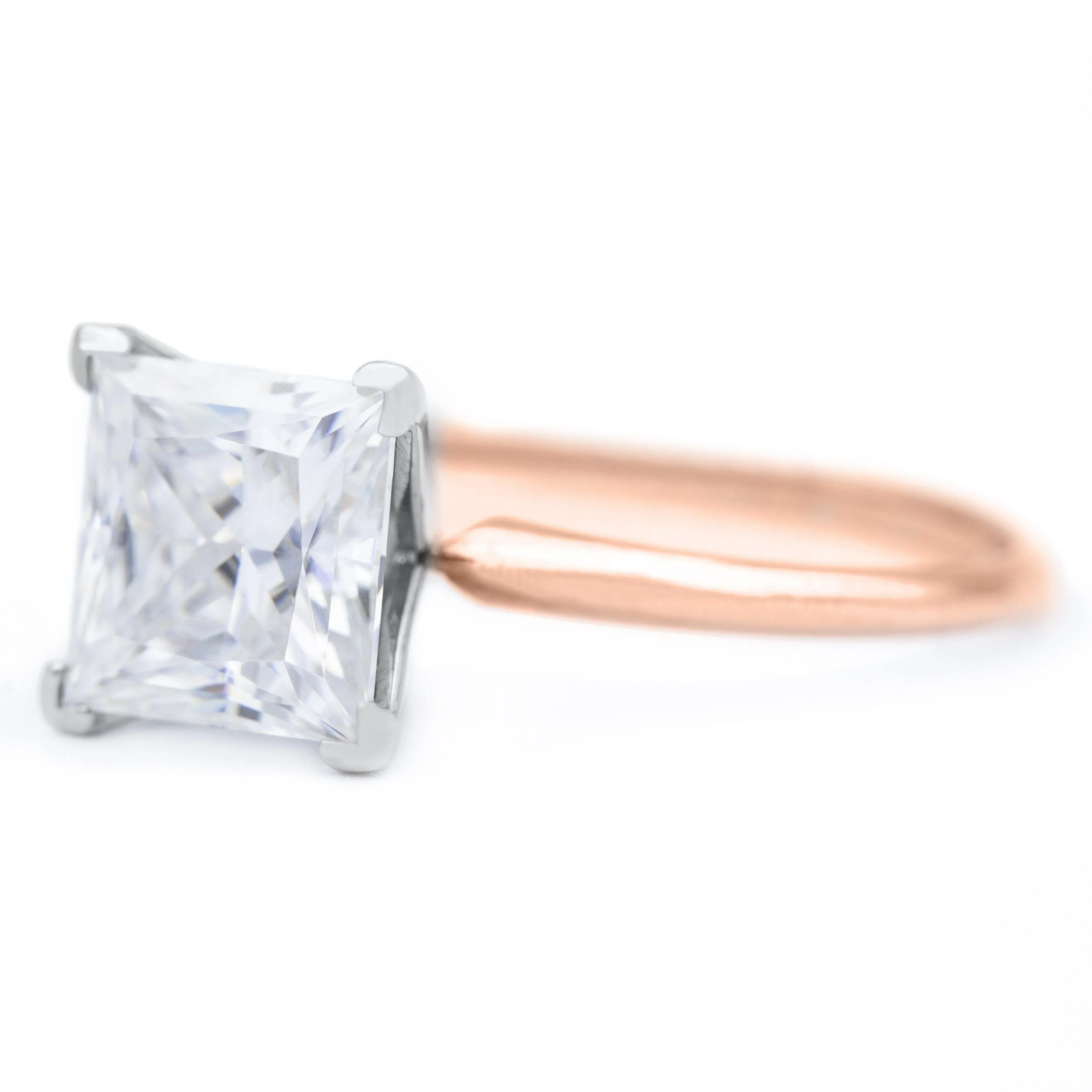 Princess Moissanite 4 Prongs FANCY Solitaire Ring
