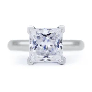 Princess Moissanite 4 Prongs FANCY Solitaire Ring