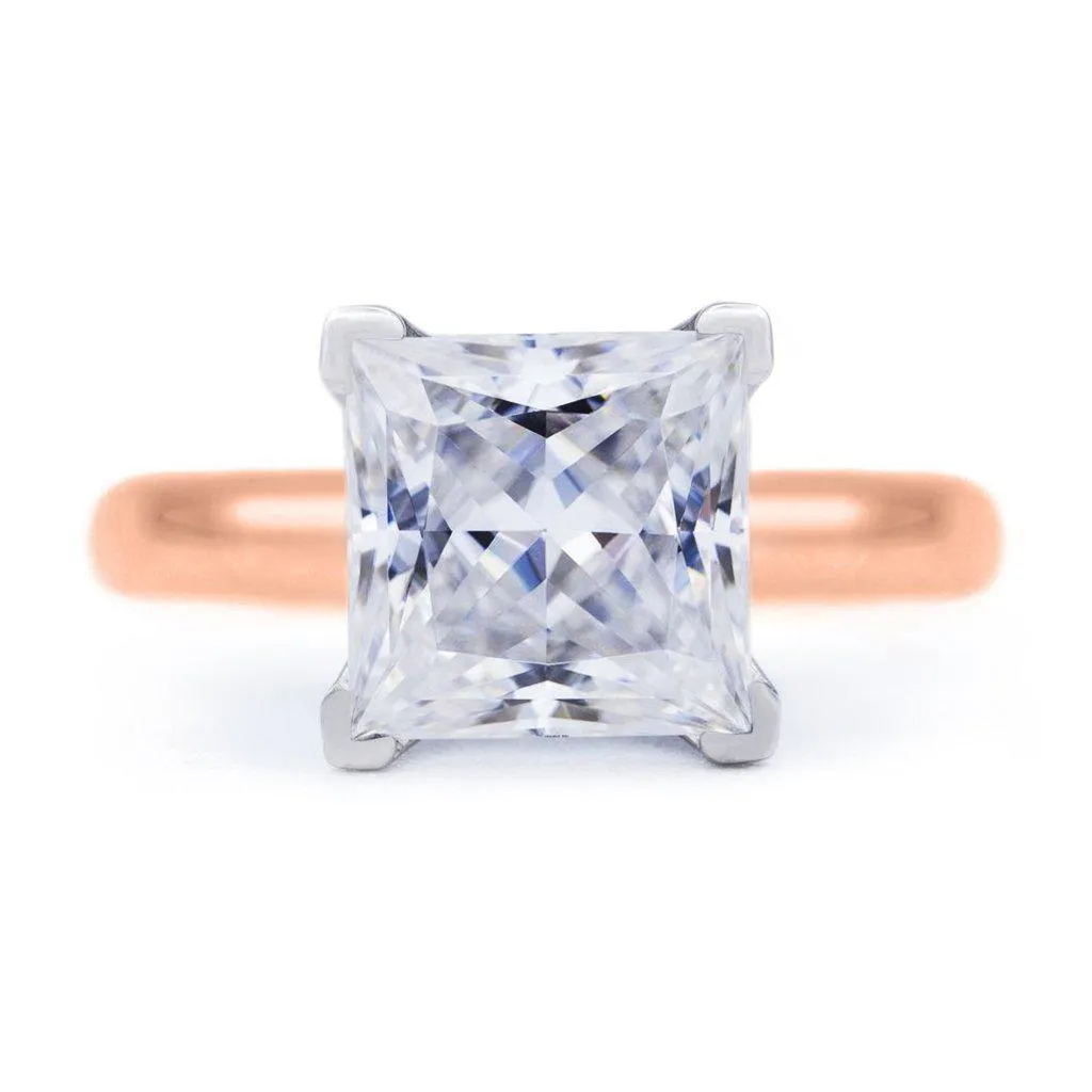 Princess Moissanite 4 Prongs FANCY Solitaire Ring