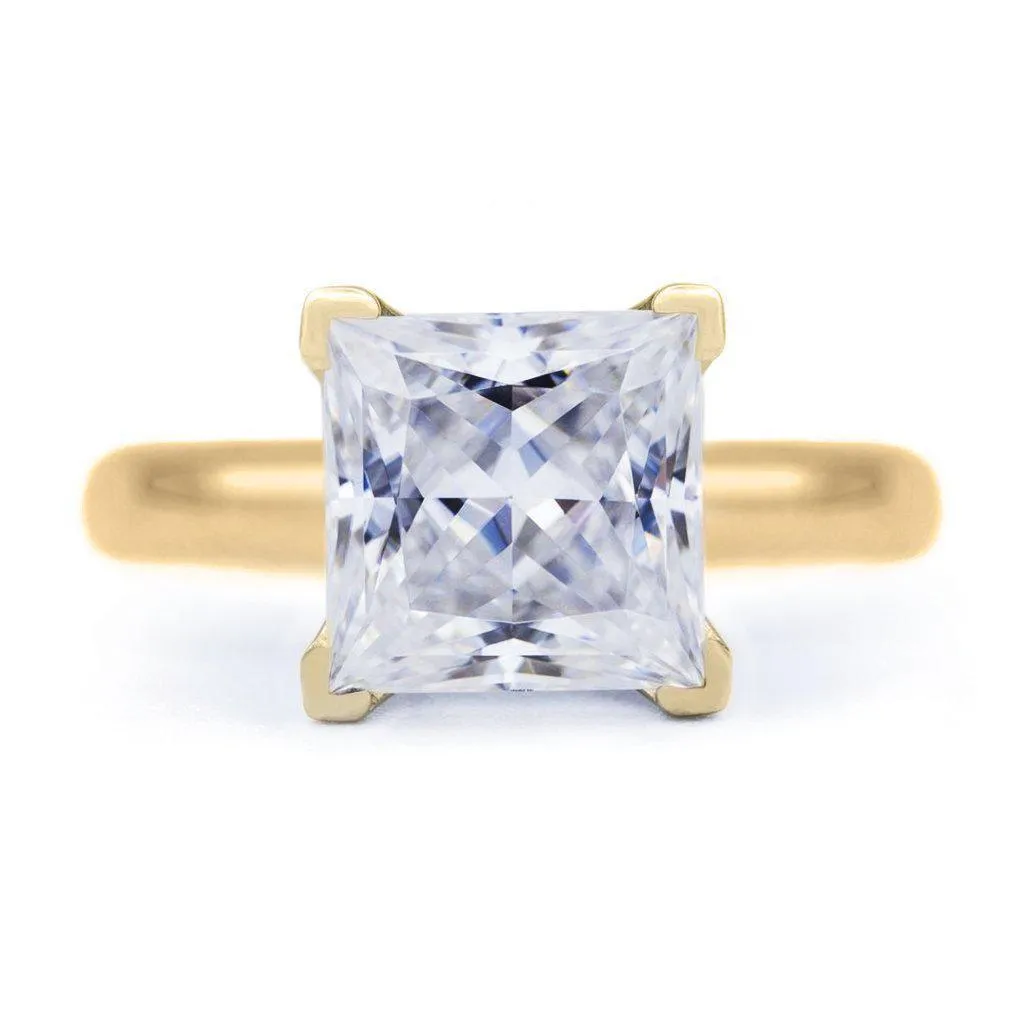 Princess Moissanite 4 Prongs FANCY Solitaire Ring