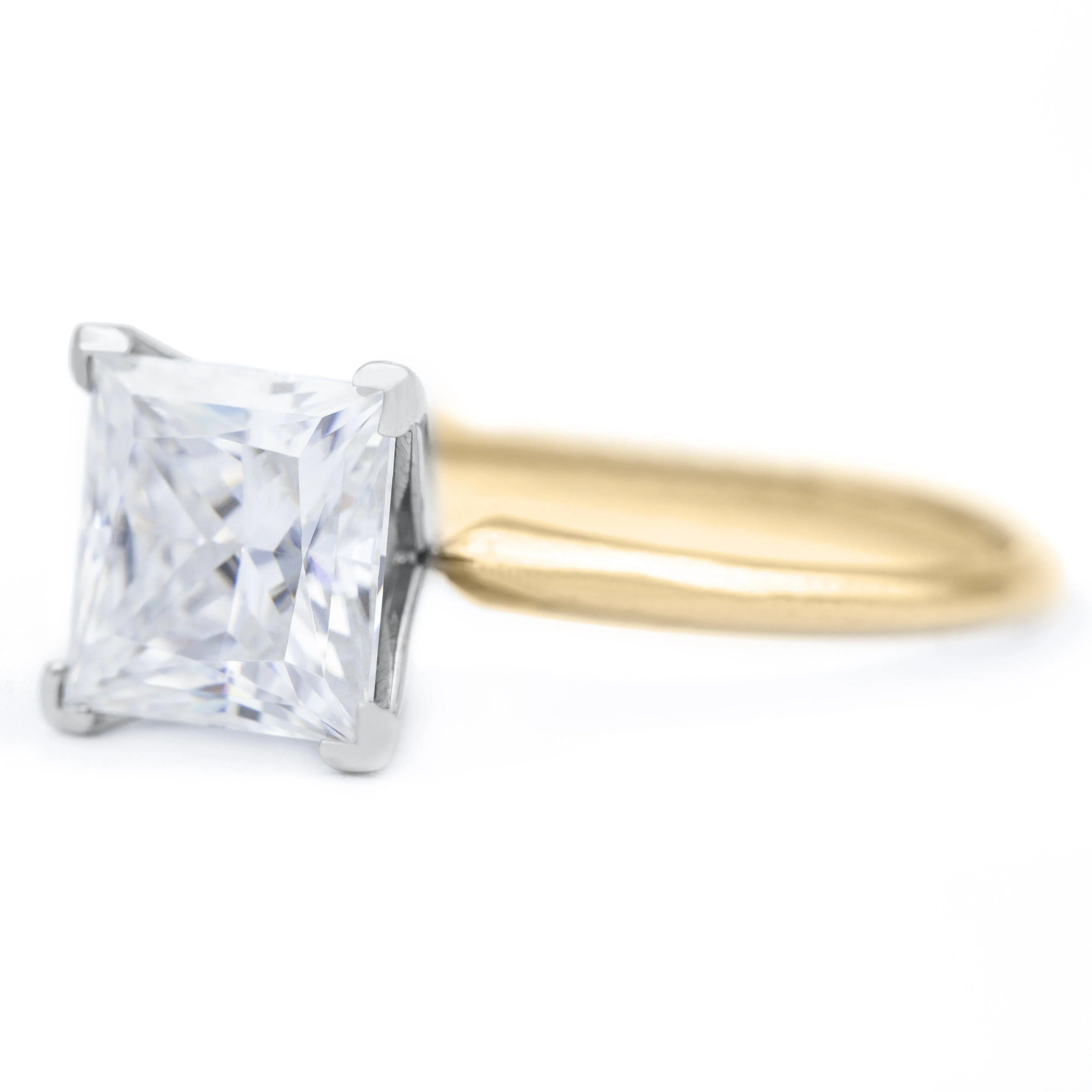 Princess Moissanite 4 Prongs FANCY Solitaire Ring