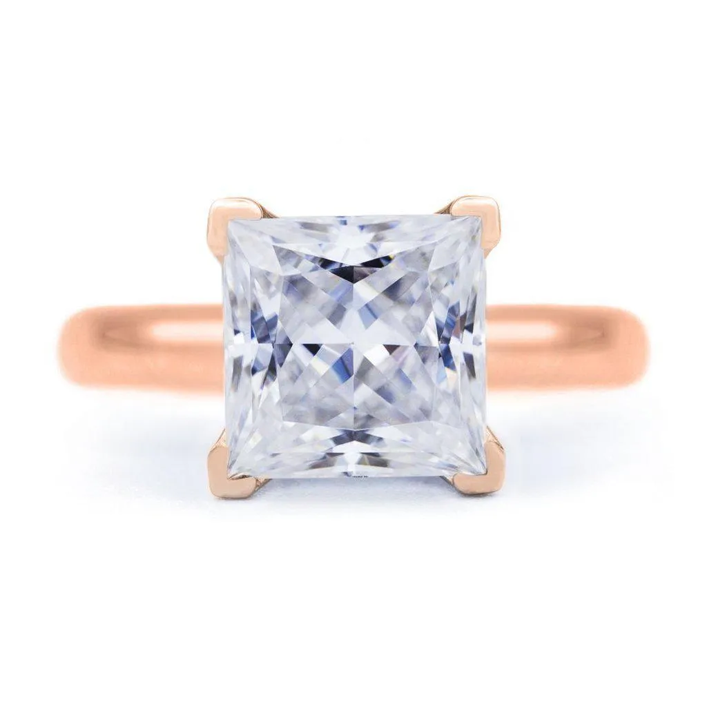 Princess Moissanite 4 Prongs FANCY Solitaire Ring