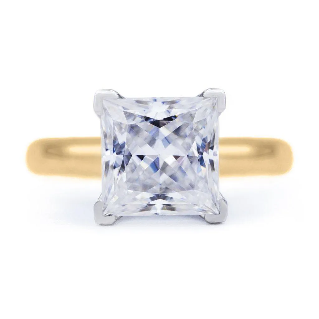 Princess Moissanite 4 Prongs FANCY Solitaire Ring