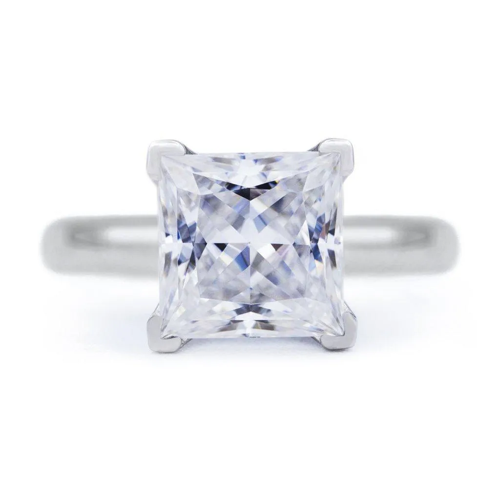 Princess Moissanite 4 Prongs FANCY Solitaire Ring
