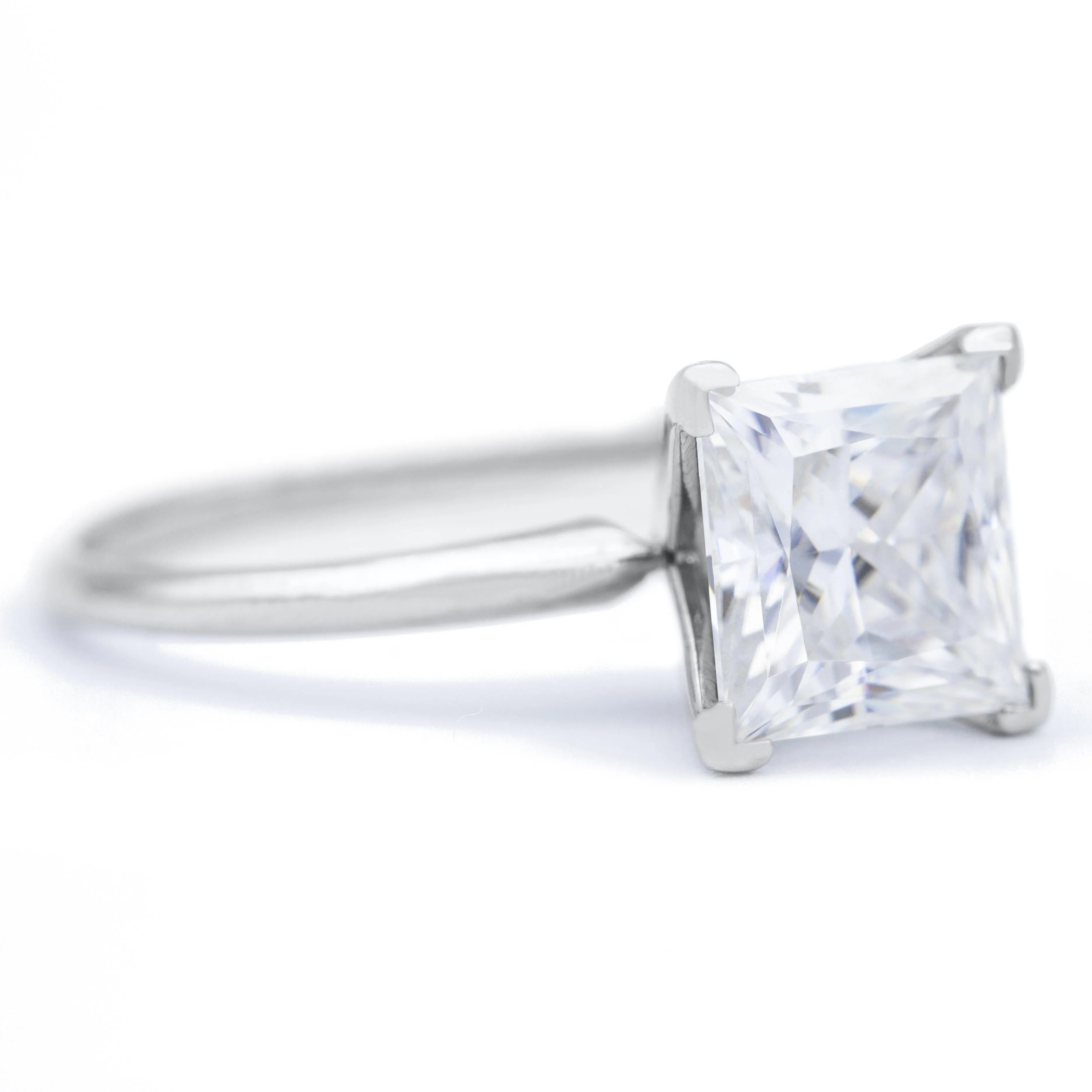 Princess Moissanite 4 Prongs FANCY Solitaire Ring