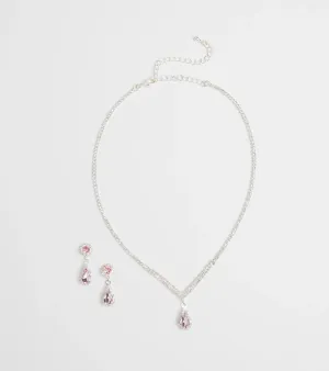 Princess Vibes Rhinestone Necklace And Earrings Set