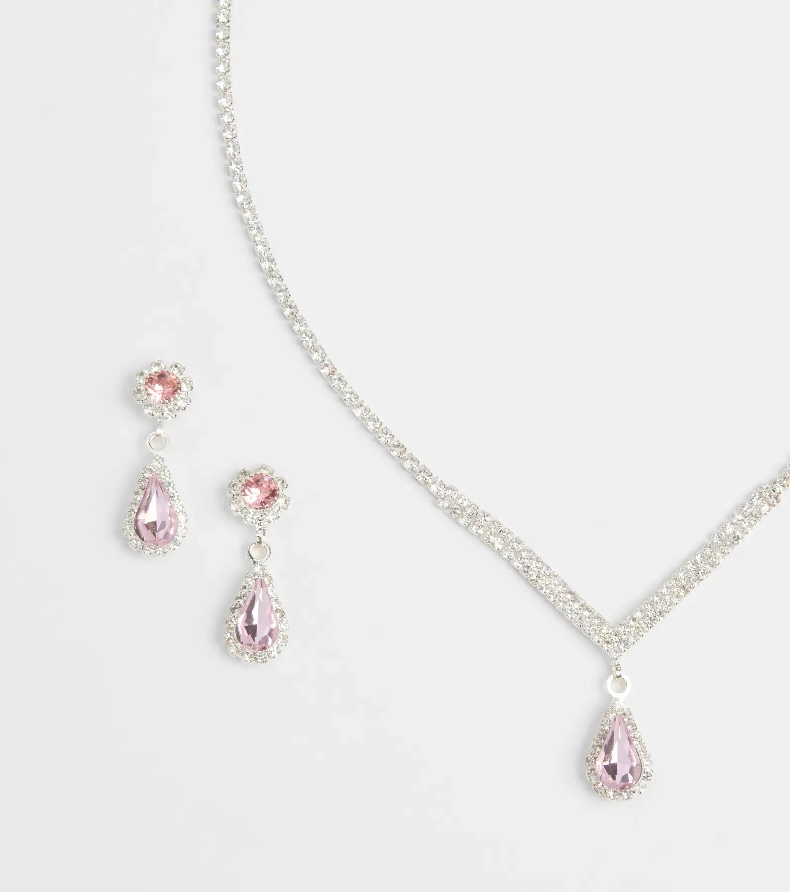 Princess Vibes Rhinestone Necklace And Earrings Set