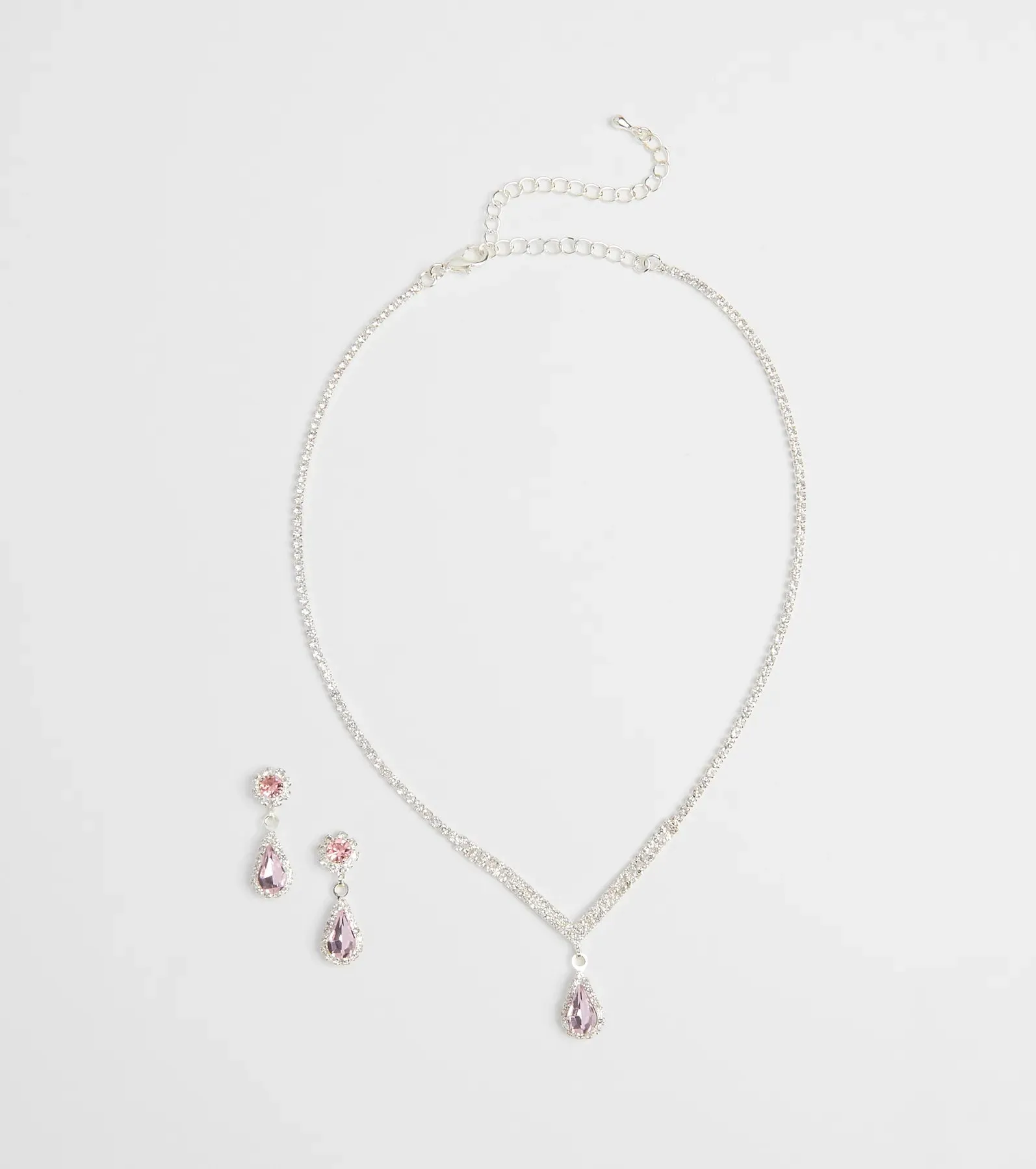 Princess Vibes Rhinestone Necklace And Earrings Set