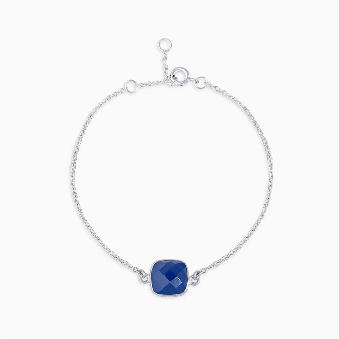 Pure  Silver Bracelet - Blue Lapis Stoned Chain