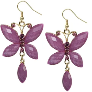 Purple Butterfly Gemstone Dangle Earrings