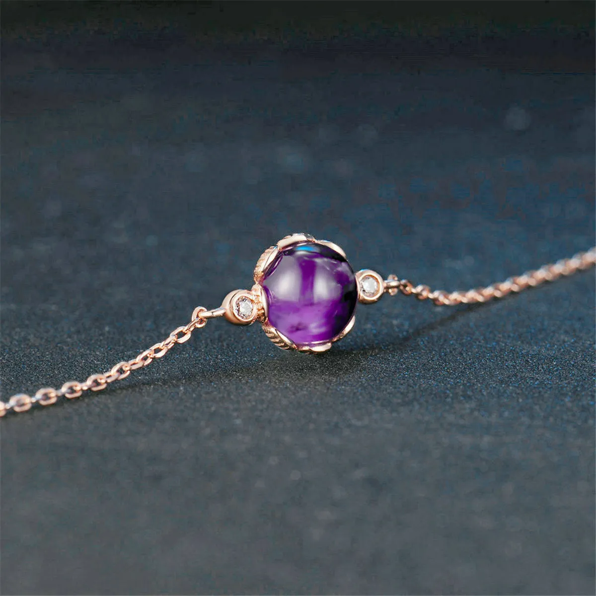 Purple Crystal & Cubic Zirconia Charm Bracelet