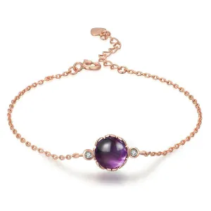 Purple Crystal & Cubic Zirconia Charm Bracelet