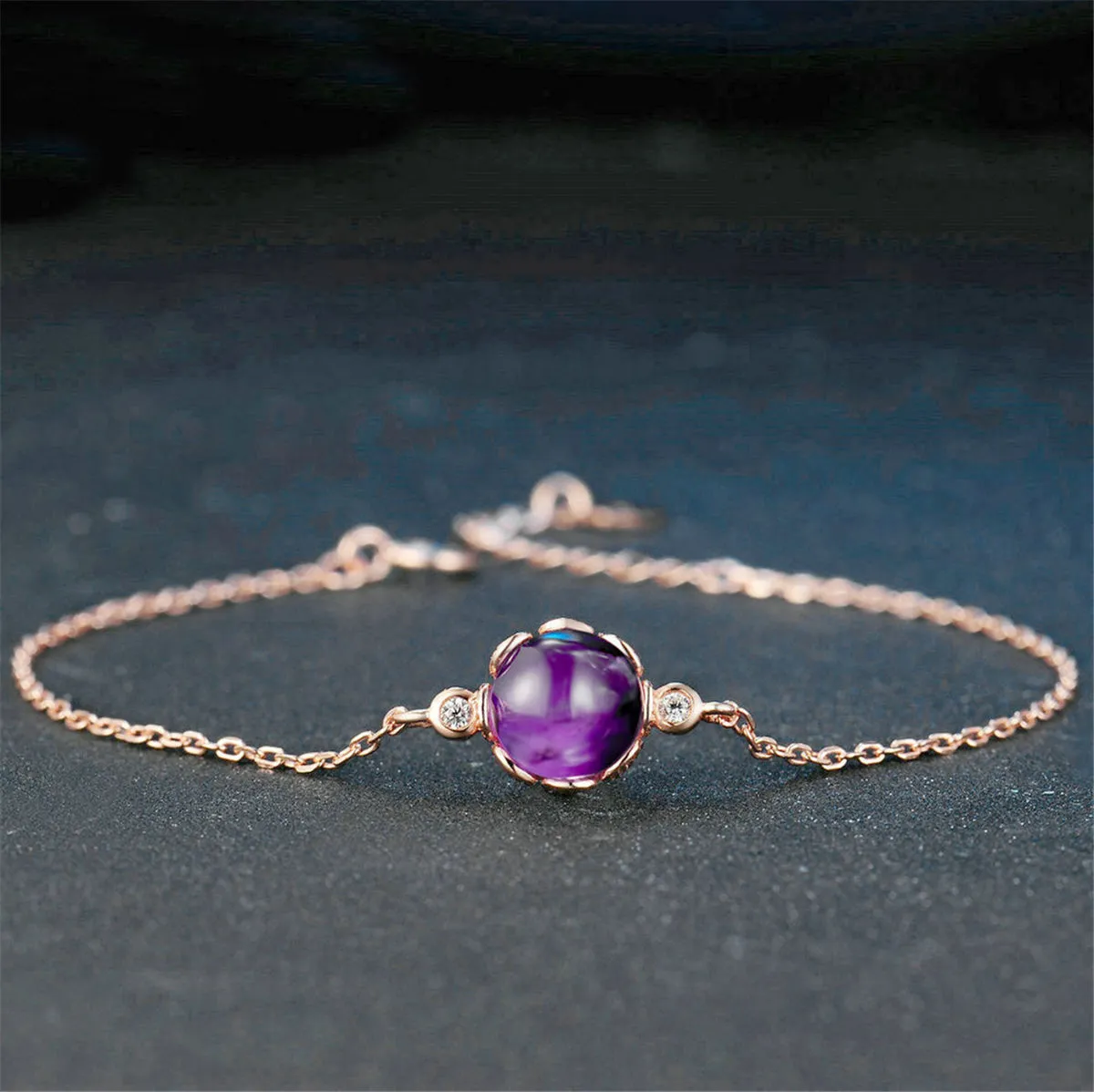 Purple Crystal & Cubic Zirconia Charm Bracelet