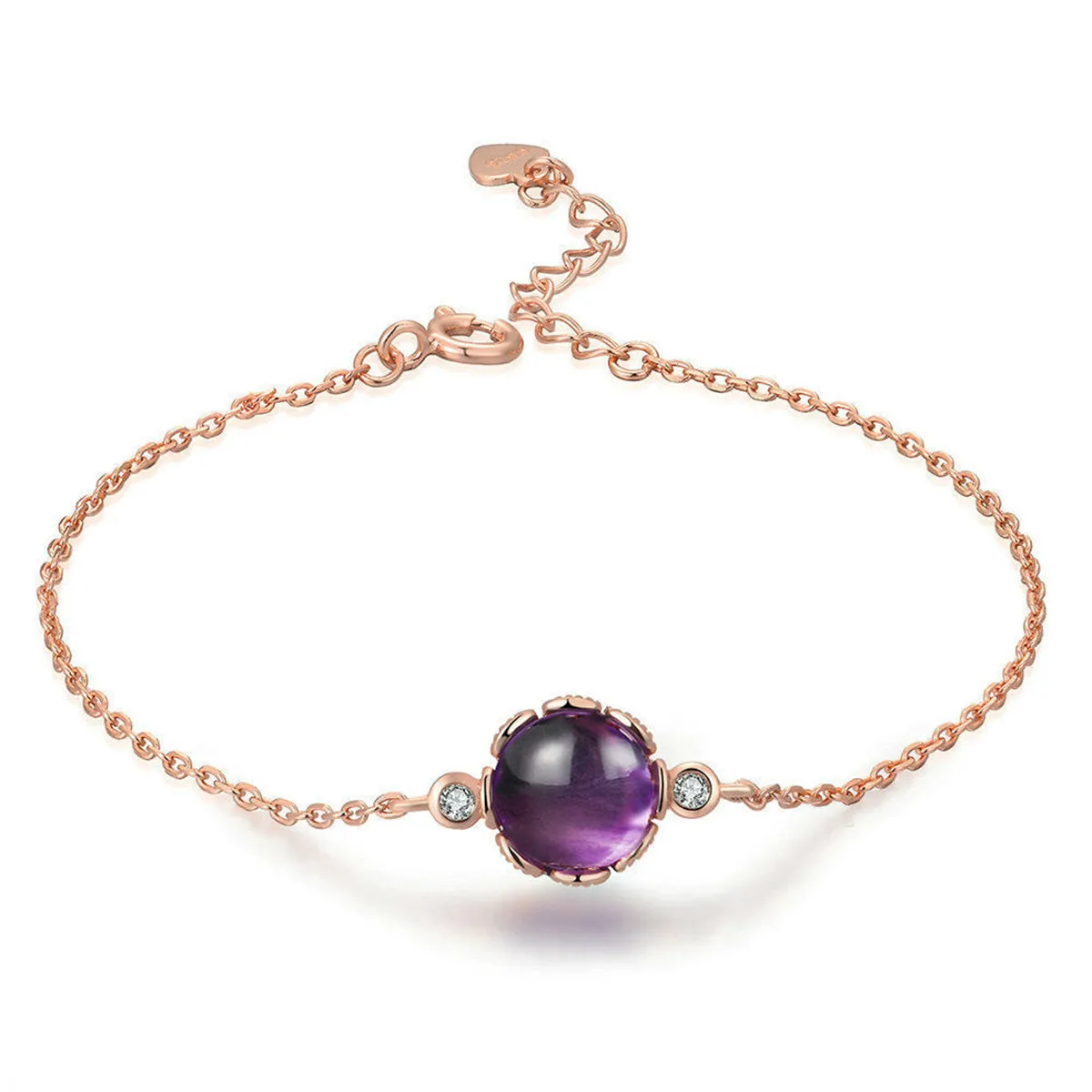 Purple Crystal & Cubic Zirconia Charm Bracelet