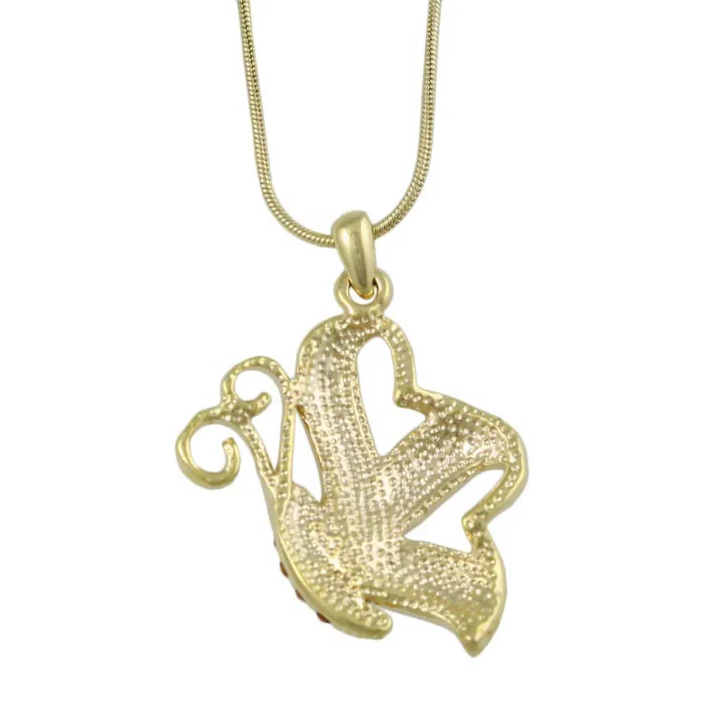 Purple Enamel and Crystal Butterfly Pendant with Gold Chain - PT328