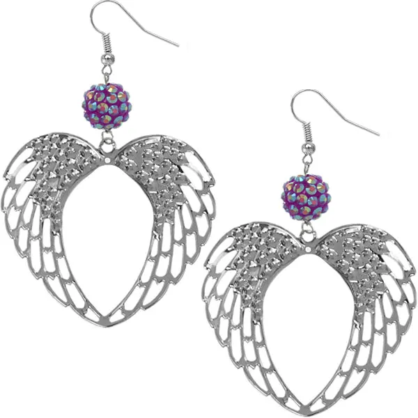 Purple Fireball Double Wing Earrings