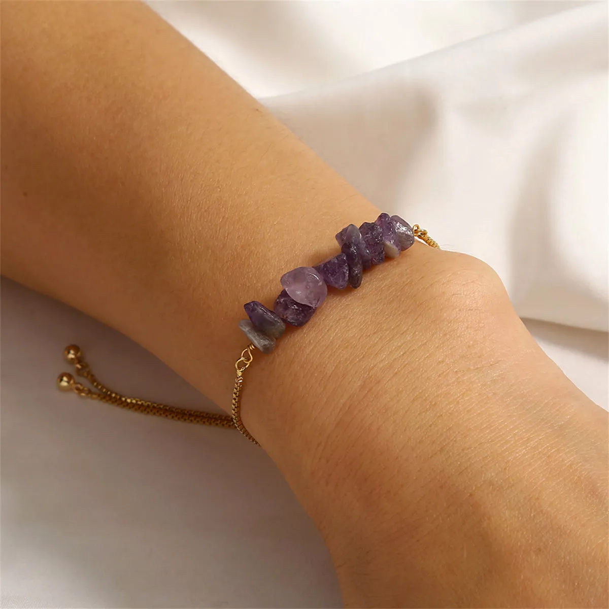 Purple Resin & 18K Gold-Plated Adjustable Bracelet