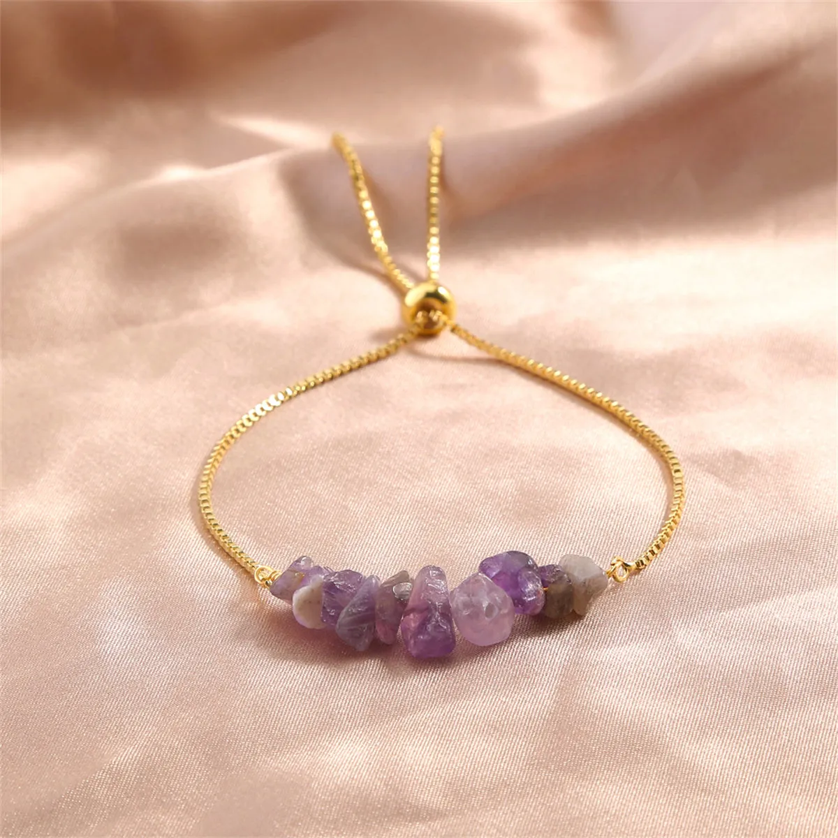 Purple Resin & 18K Gold-Plated Adjustable Bracelet