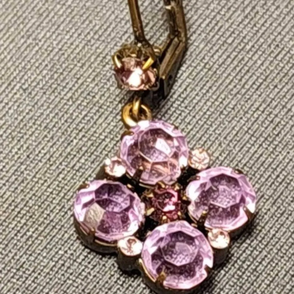 Purple Rhinestone Earrings with Pink Accents