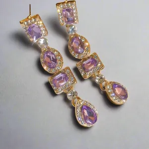 Purple Rhinestone Earrings