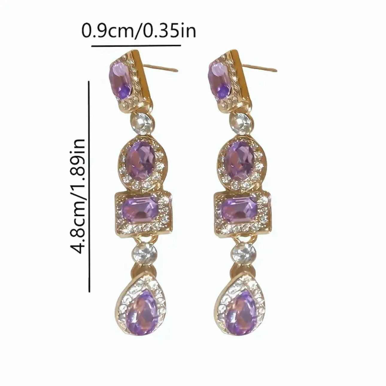 Purple Rhinestone Earrings