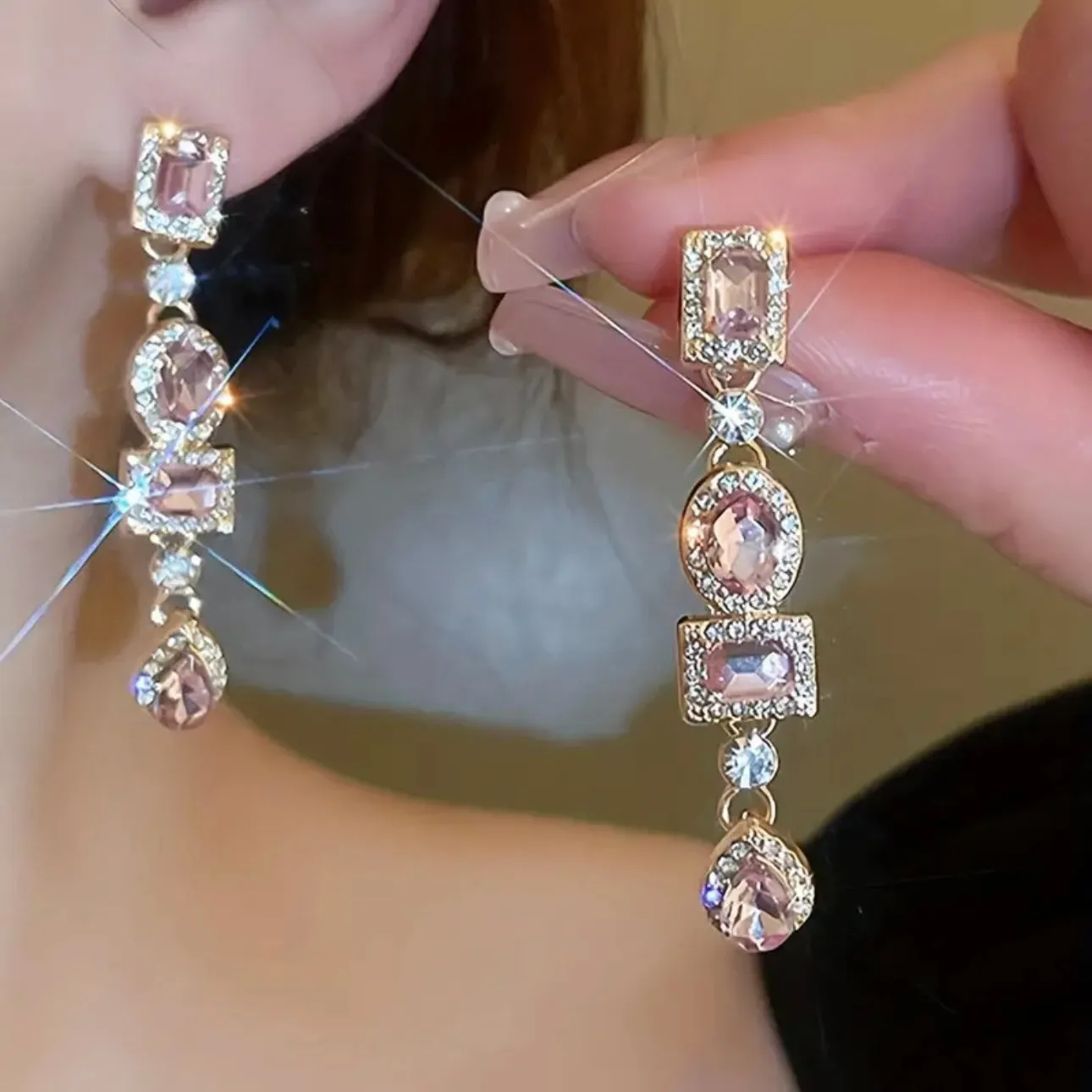 Purple Rhinestone Earrings
