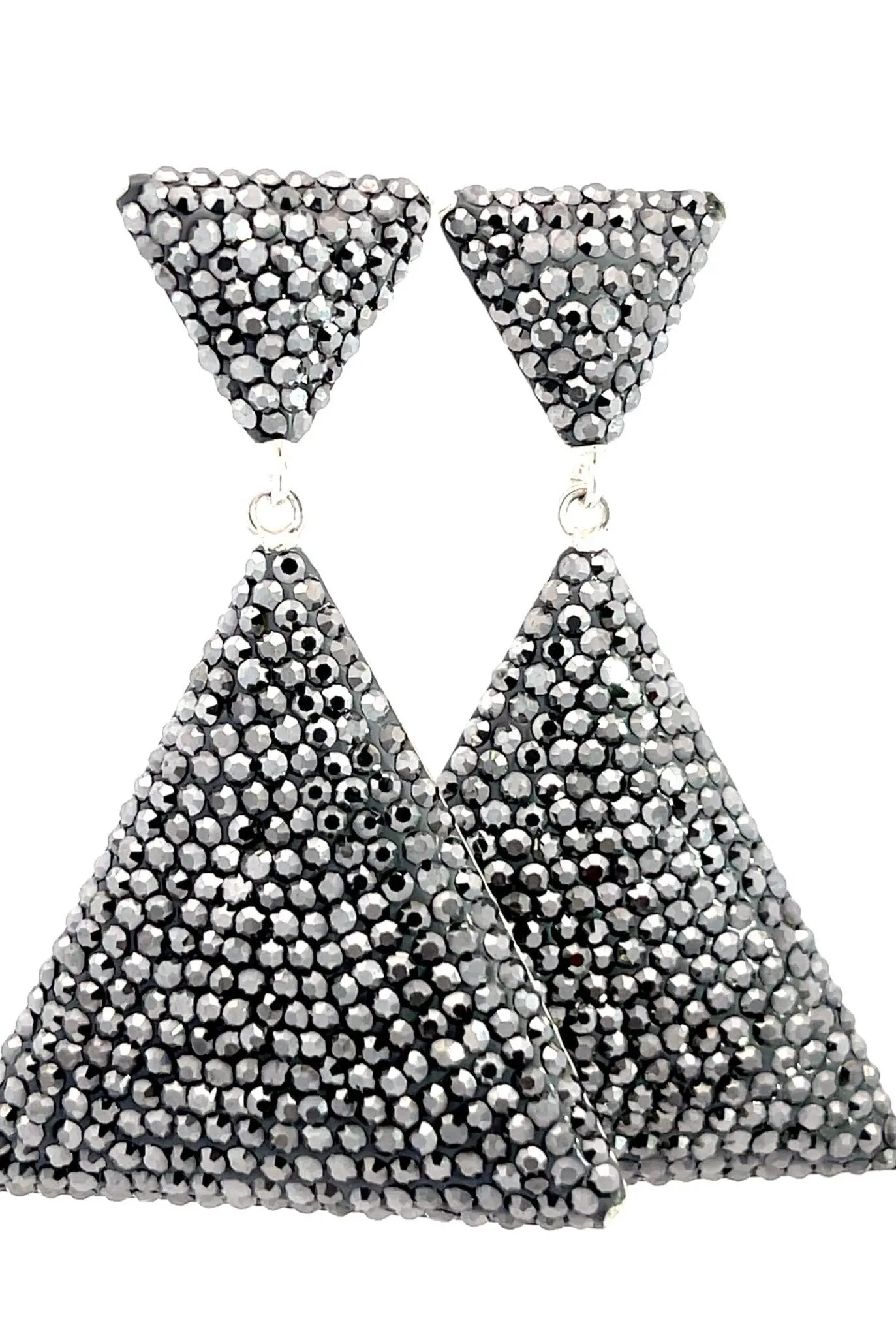 Pyramid Crystal 925 Sterling Silver Dangle Earring