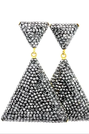 Pyramid Crystal 925 Sterling Silver Dangle Earring