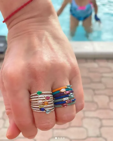 Quinn Ring: Purple Enamel/14K Rose Gold- Opal, Size 6.5