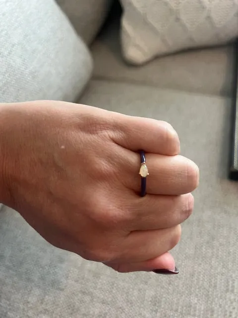 Quinn Ring: Purple Enamel/14K Rose Gold- Opal, Size 6.5