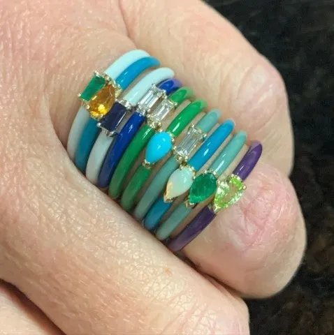 Quinn Ring: Purple Enamel/14K Rose Gold- Opal, Size 6.5