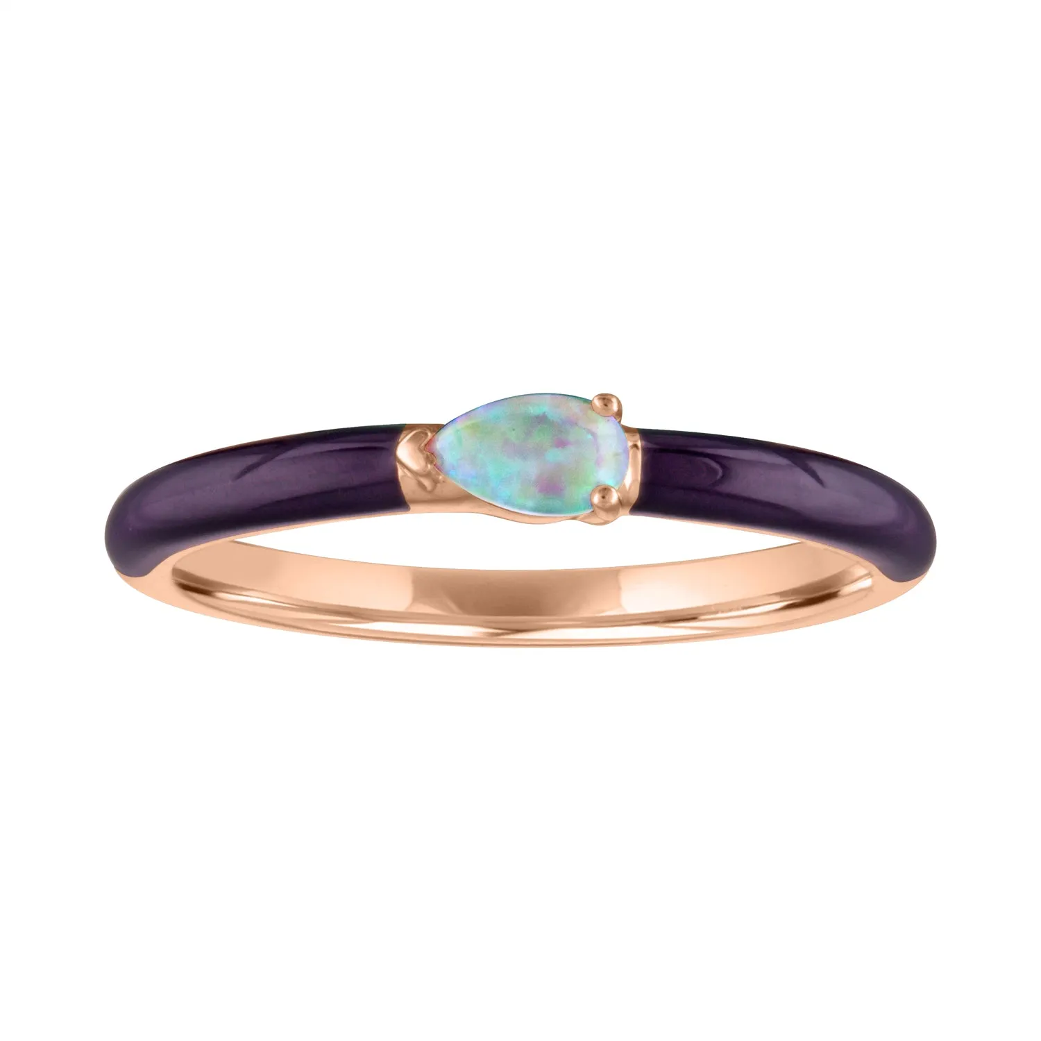 Quinn Ring: Purple Enamel/14K Rose Gold- Opal, Size 6.5