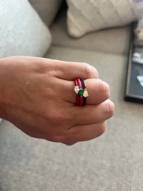 Quinn Ring: Purple Enamel/14K Rose Gold- Opal, Size 6.5