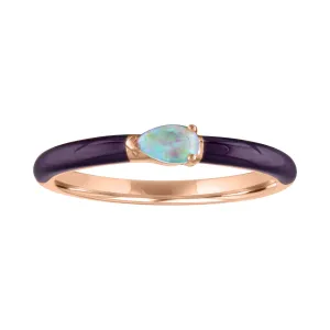 Quinn Ring: Purple Enamel/14K Rose Gold- Opal, Size 6.5