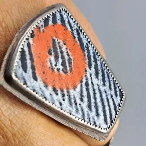 "Hugs & Kisses   Tic-Tac-Toe!" Rings - Enamel, Patinaed Sterling