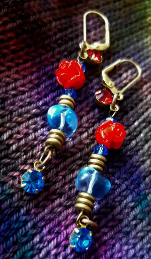"Rose and Crystal" Handmade Earrings