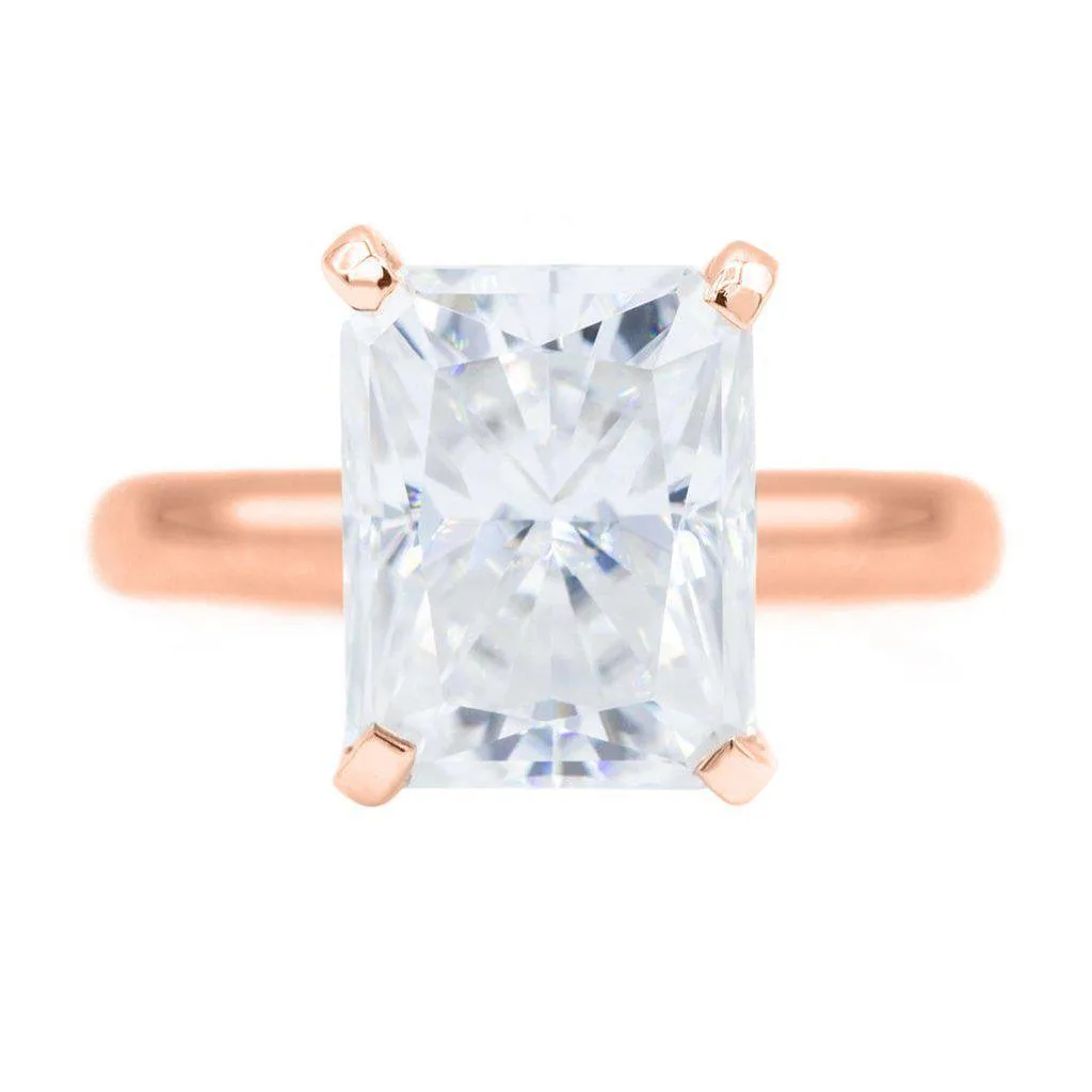 Radiant First Crush FAB Moissanite 4 Prongs FANCY Solitaire Ring