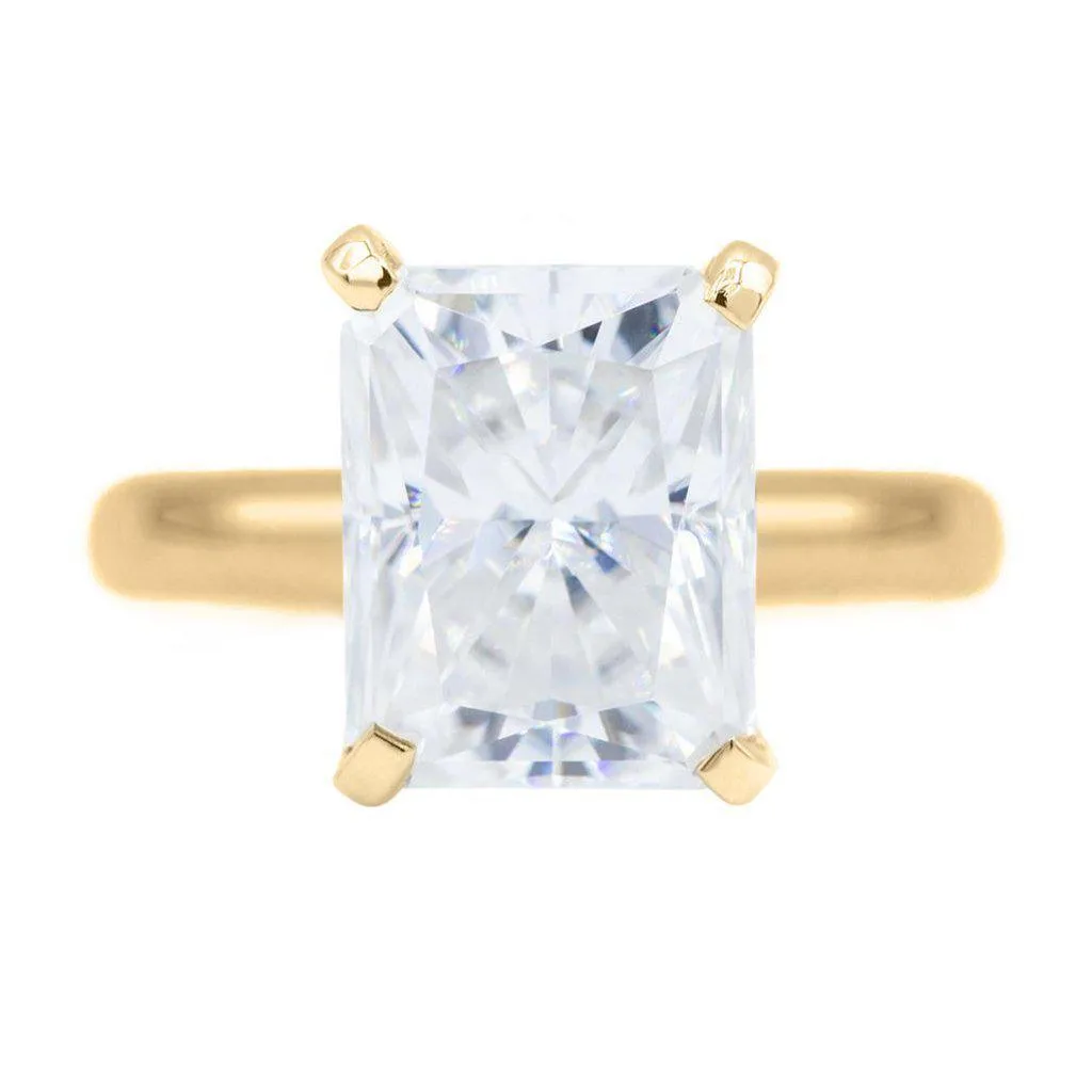 Radiant First Crush FAB Moissanite 4 Prongs FANCY Solitaire Ring