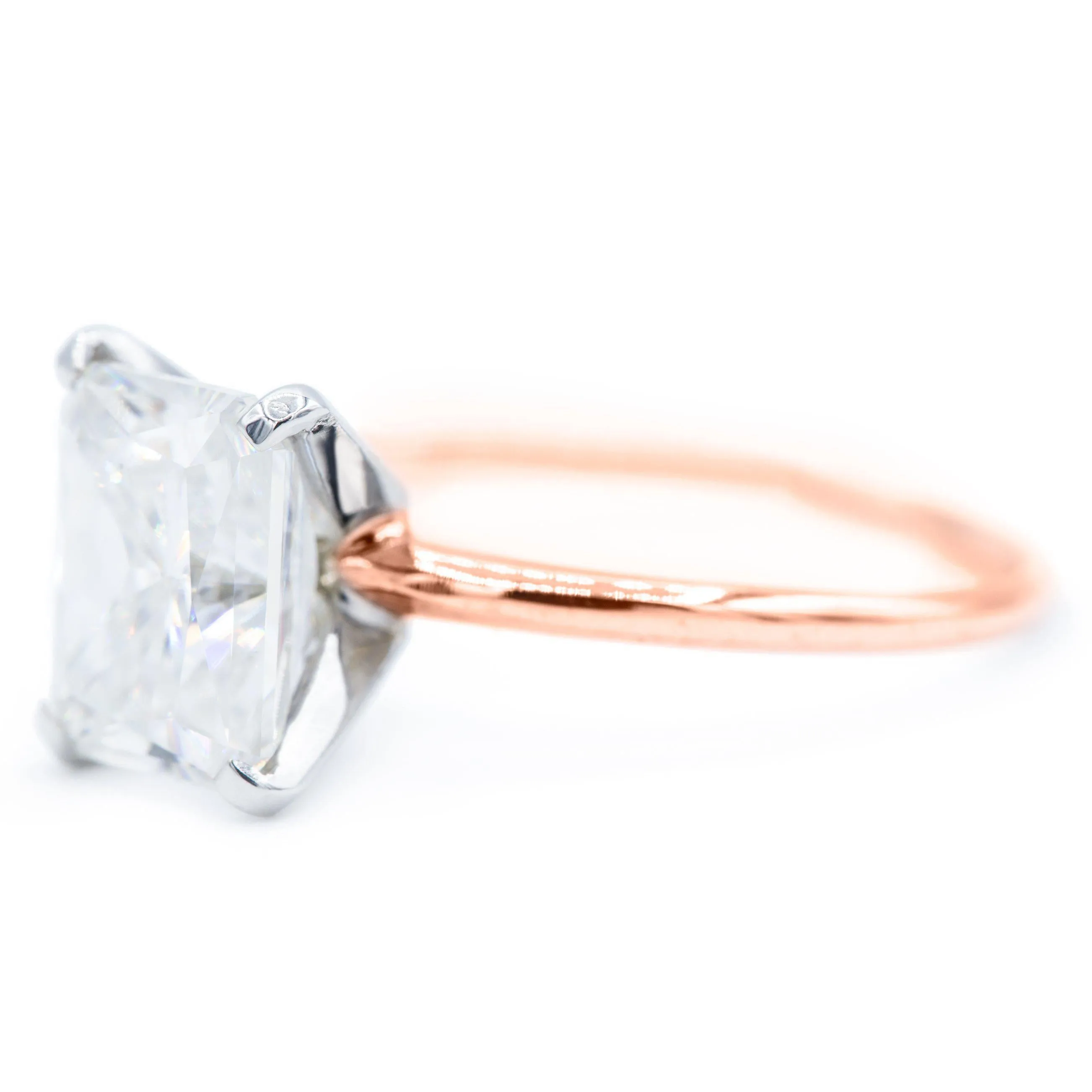 Radiant First Crush FAB Moissanite 4 Prongs FANCY Solitaire Ring