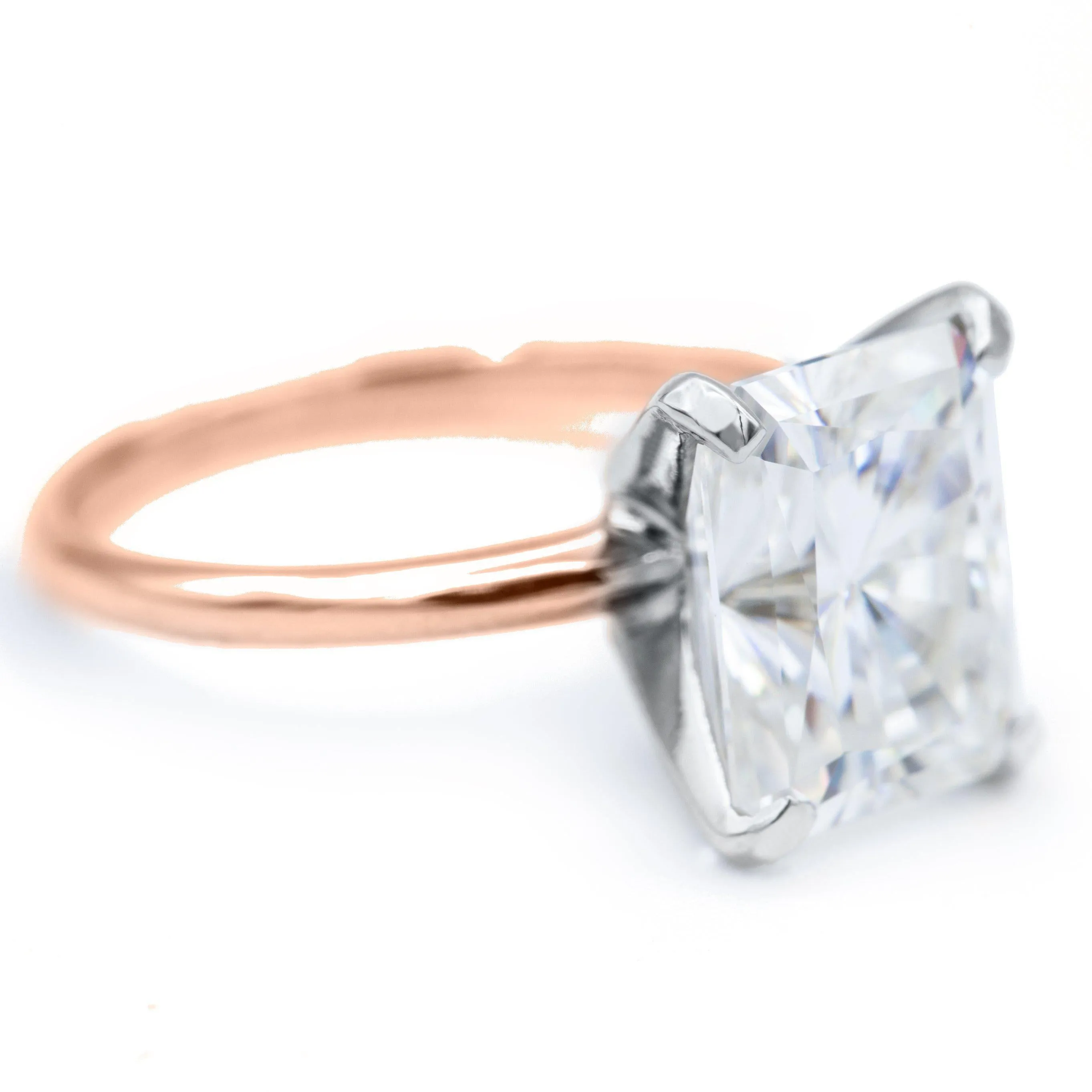 Radiant First Crush FAB Moissanite 4 Prongs FANCY Solitaire Ring