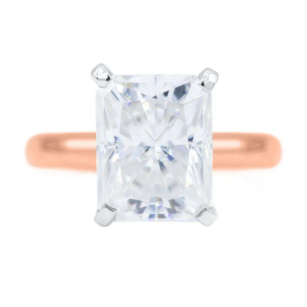 Radiant First Crush FAB Moissanite 4 Prongs FANCY Solitaire Ring