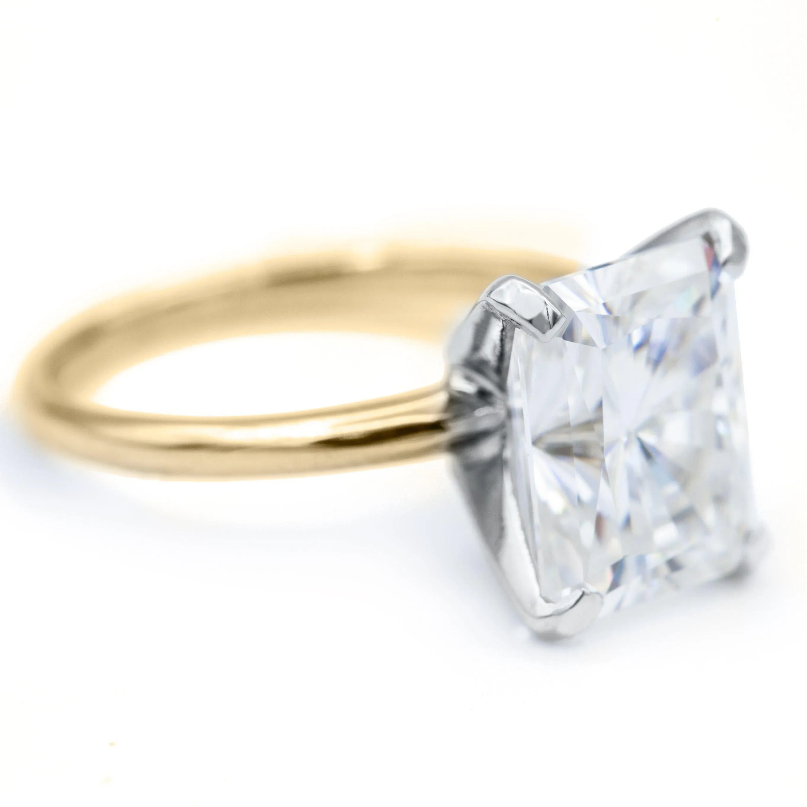 Radiant First Crush FAB Moissanite 4 Prongs FANCY Solitaire Ring