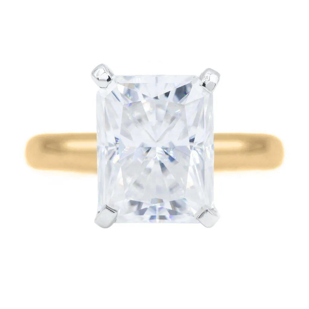 Radiant First Crush FAB Moissanite 4 Prongs FANCY Solitaire Ring
