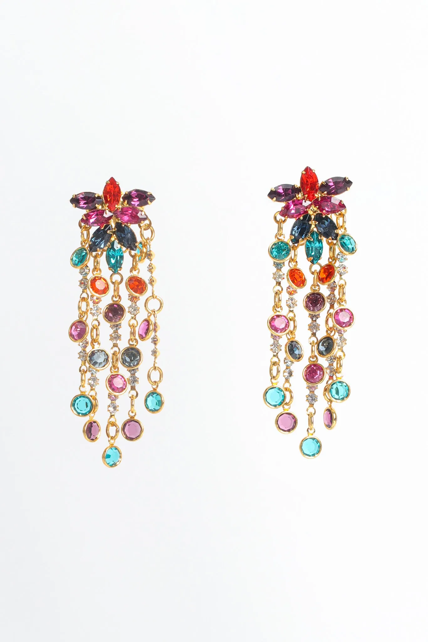 Rainbow Chandelier Rhinestone Earrings