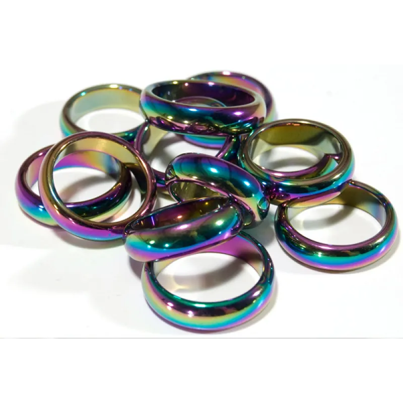 Rainbow Hematite Rings