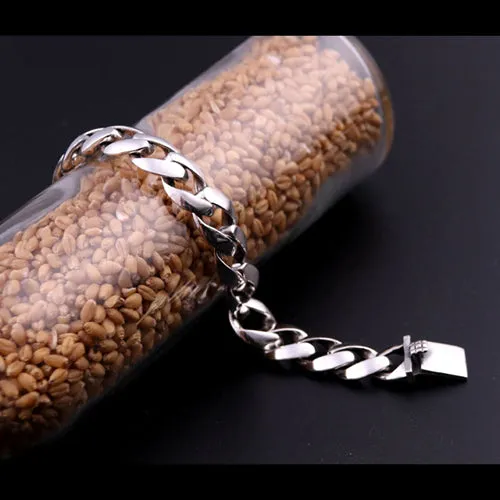 Real Solid 925 Sterling Silver Bracelets Cuban Link Chain Fashion Jewelry