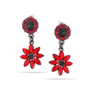 RED AND BLACK CRYSTAL EARRINGS #255RD3301 (1D9/1A5)