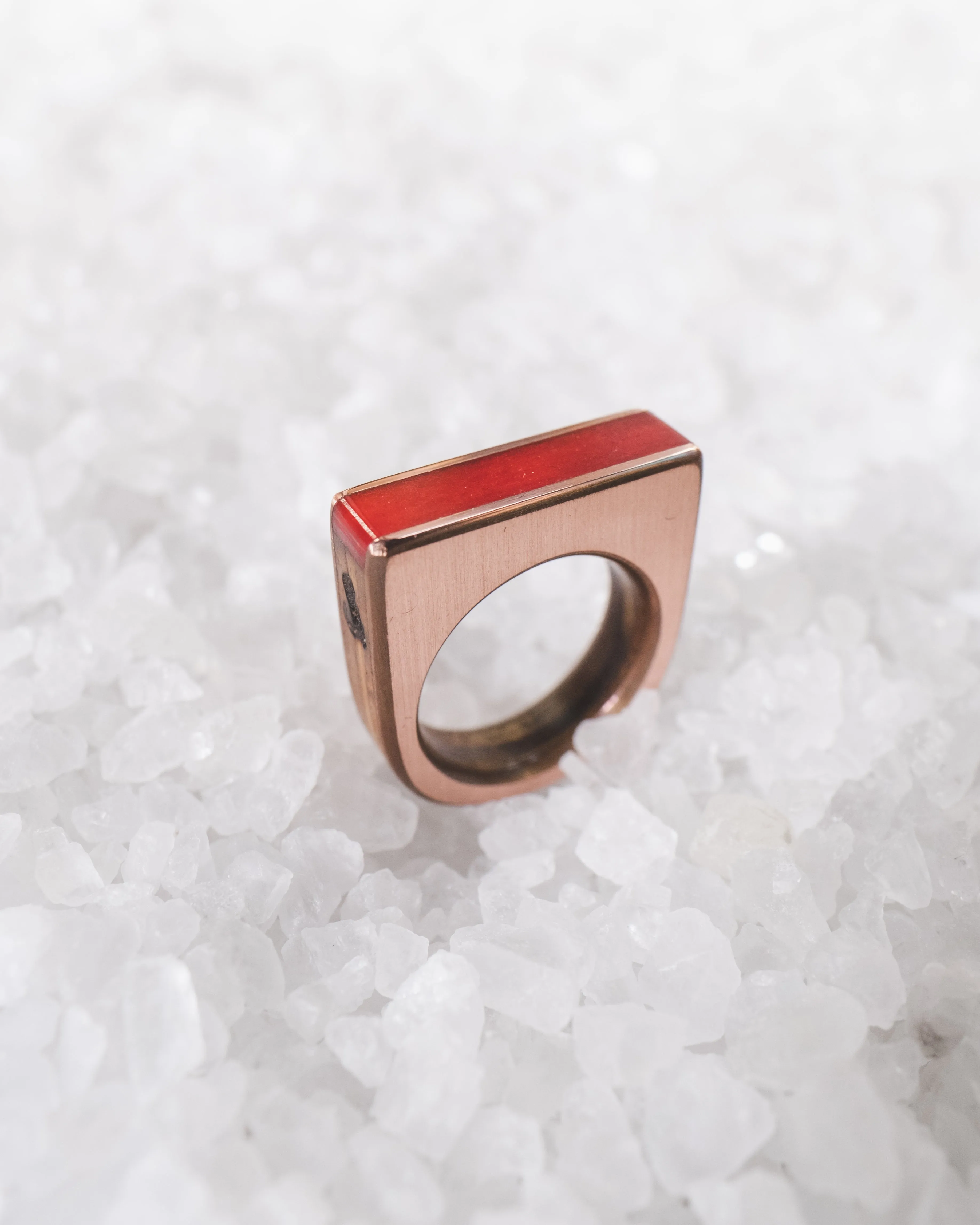 Red Camel Bone & Copper Ring - Size 7