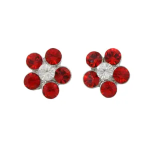 Red Crystal Daisy Stud Pierced Earring - PRL984ERD