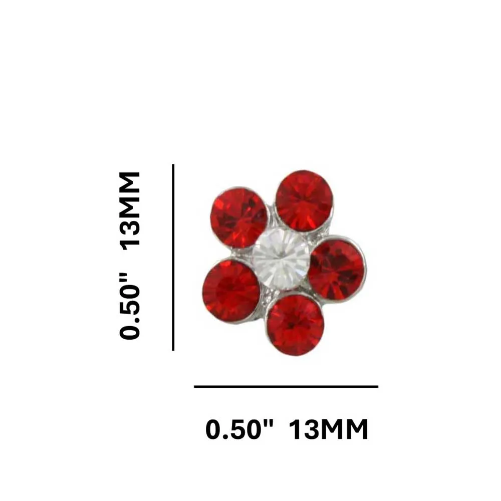 Red Crystal Daisy Stud Pierced Earring - PRL984ERD